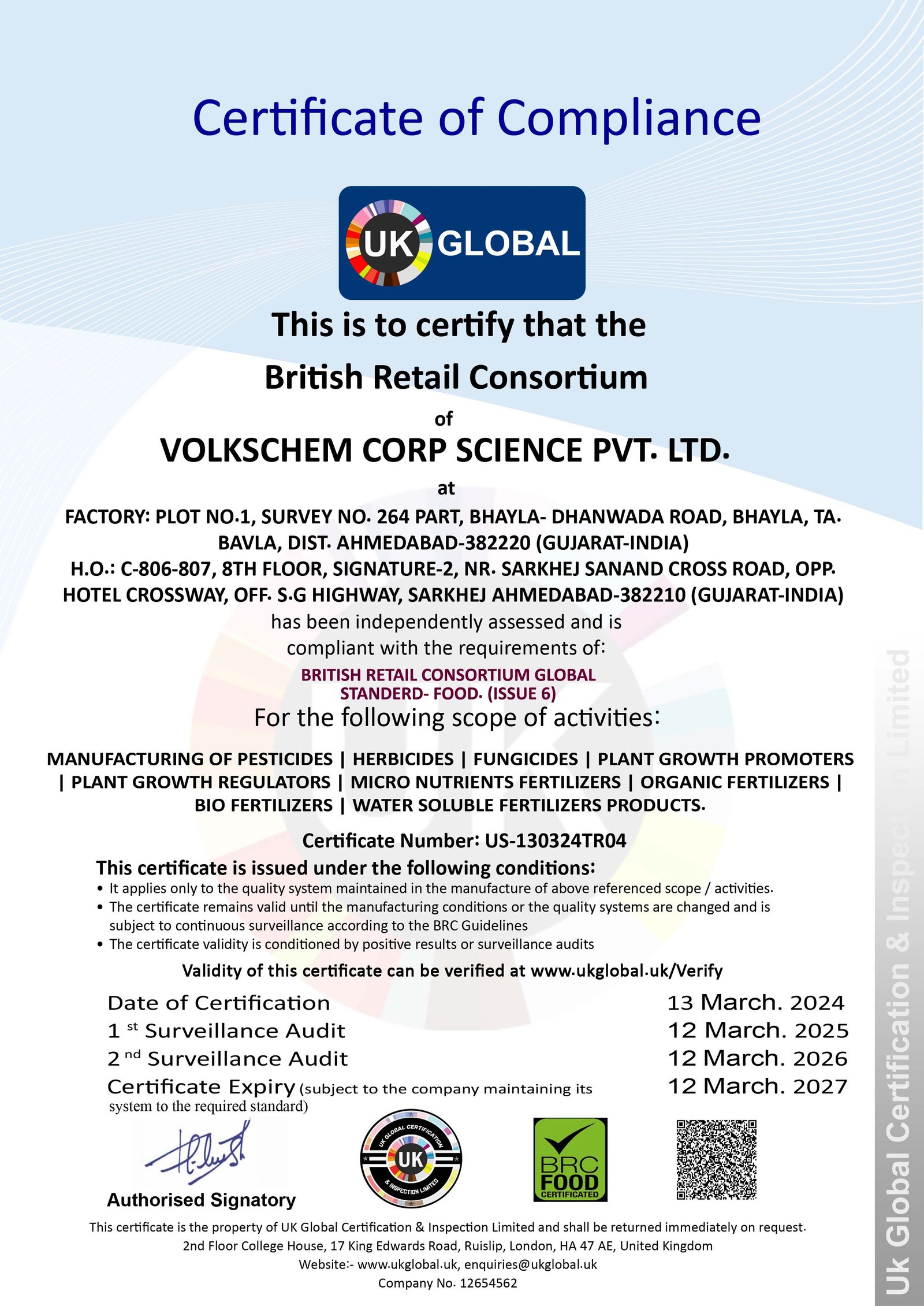 British Retail Consortium Certificate