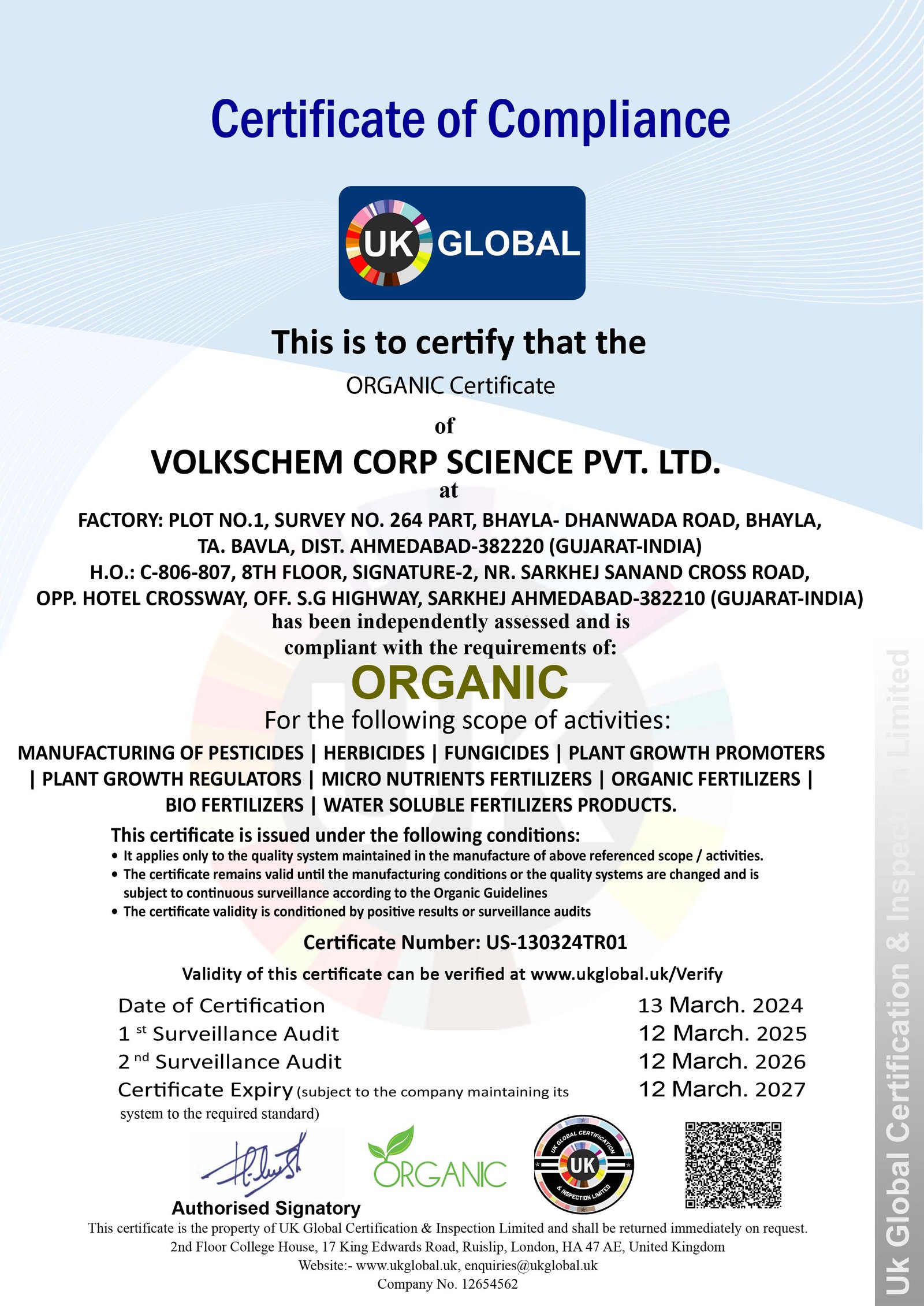 ORGANIC Certificate